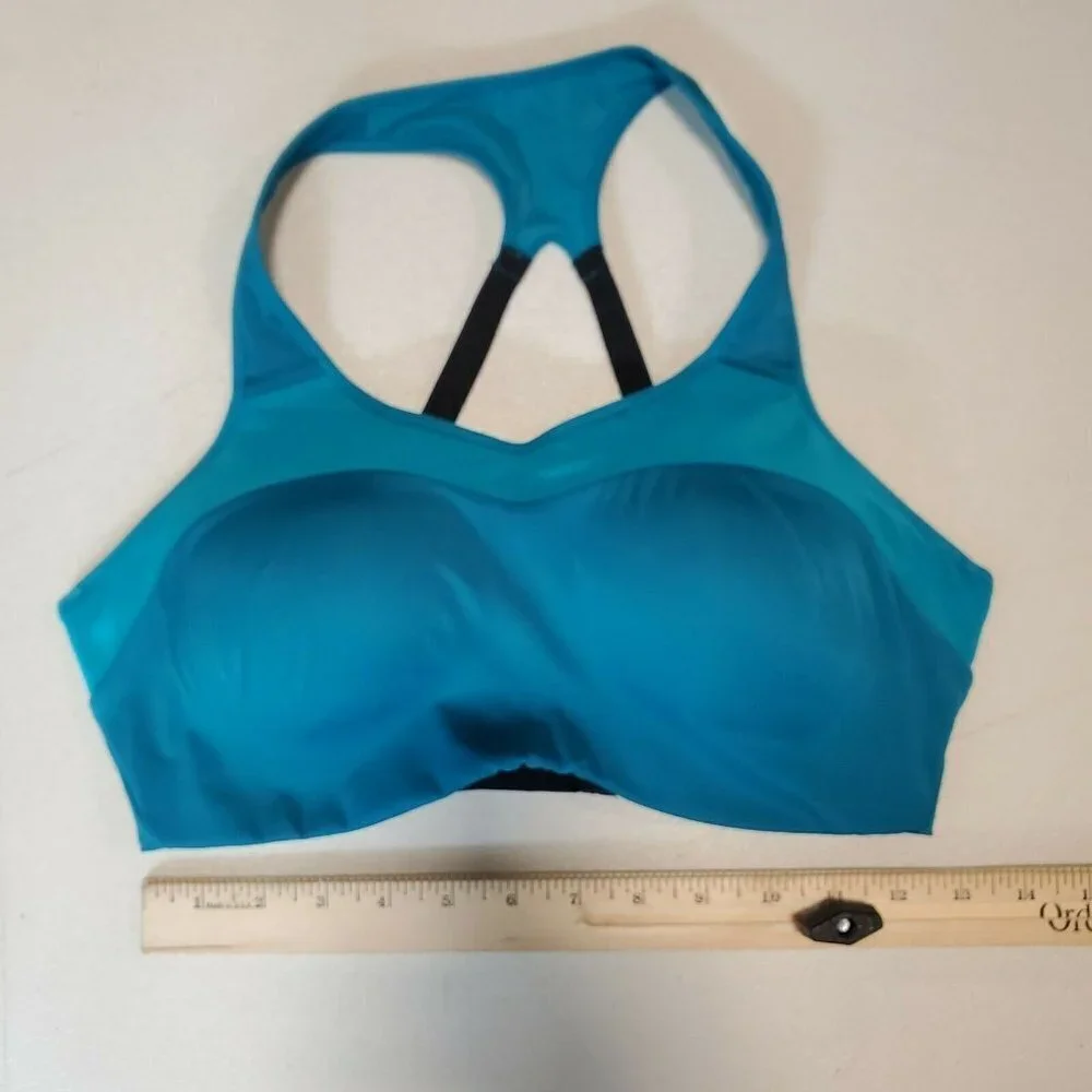 Nike Women's Dri-Fit Structured Sports Bra‎ Blue Black Hook & Eye Size Medium